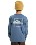 The Quiksilver Boys Boys EVO Border Lines Long Sleeve T-Shirt in China Blue