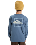 The Quiksilver Boys Boys EVO Border Lines Long Sleeve T-Shirt in China Blue