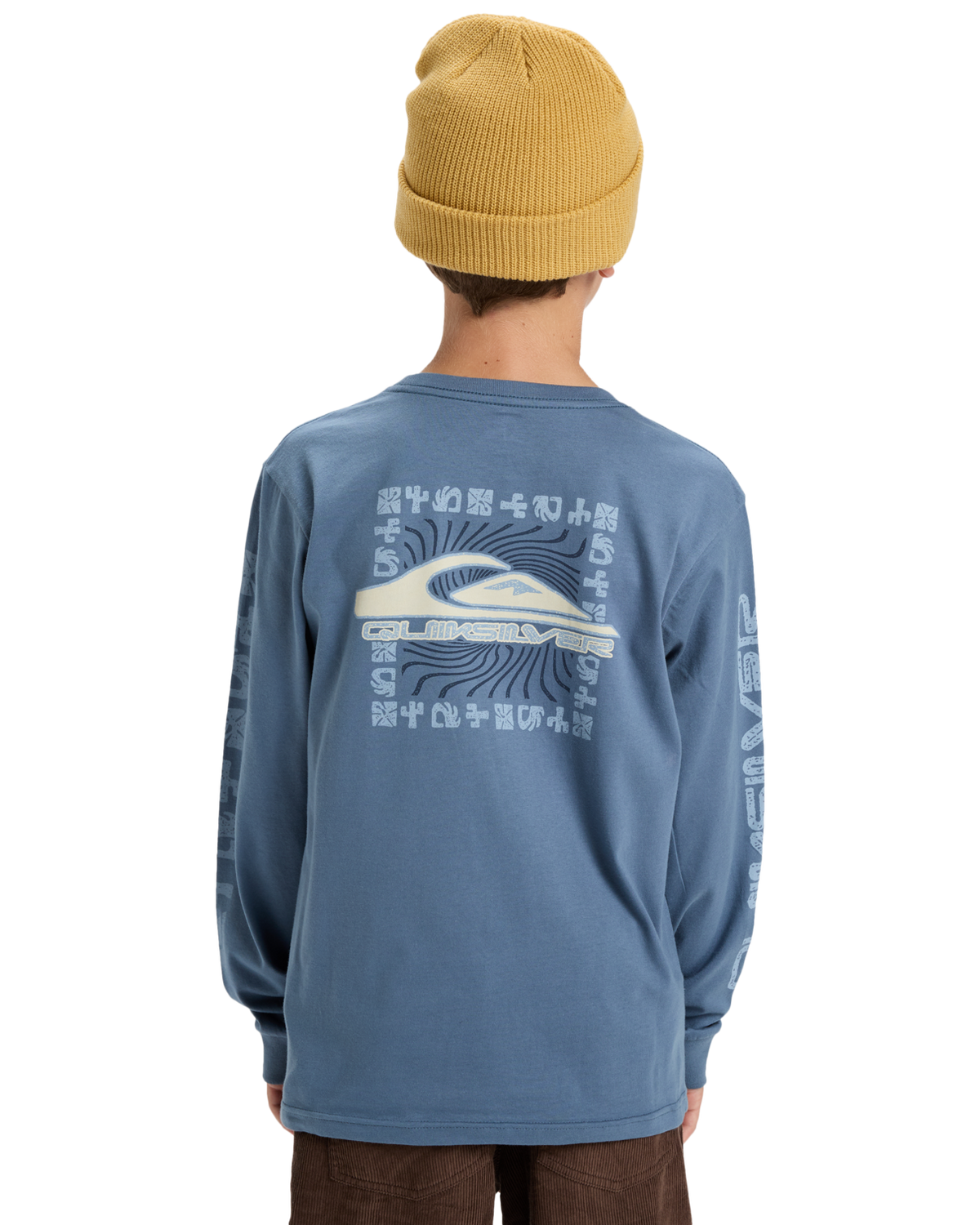 The Quiksilver Boys Boys EVO Border Lines Long Sleeve T-Shirt in China Blue