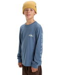 The Quiksilver Boys Boys EVO Border Lines Long Sleeve T-Shirt in China Blue