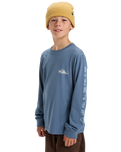 The Quiksilver Boys Boys EVO Border Lines Long Sleeve T-Shirt in China Blue