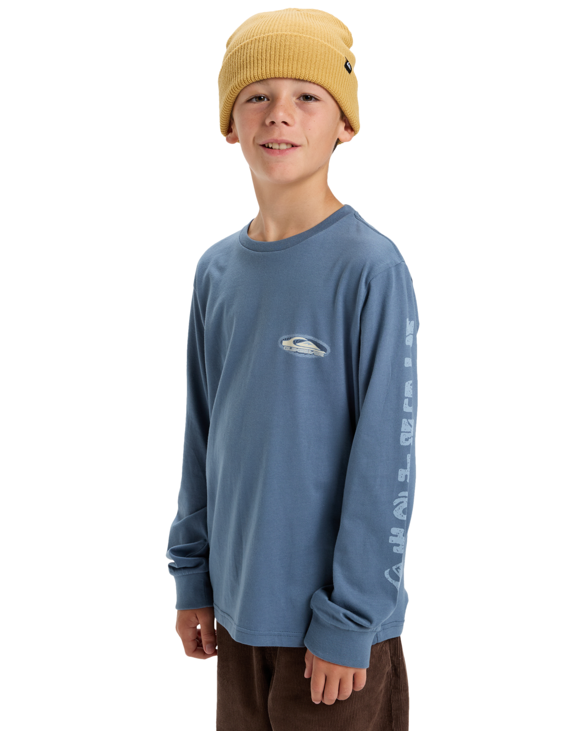 The Quiksilver Boys Boys EVO Border Lines Long Sleeve T-Shirt in China Blue