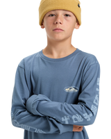 The Quiksilver Boys Boys EVO Border Lines Long Sleeve T-Shirt in China Blue