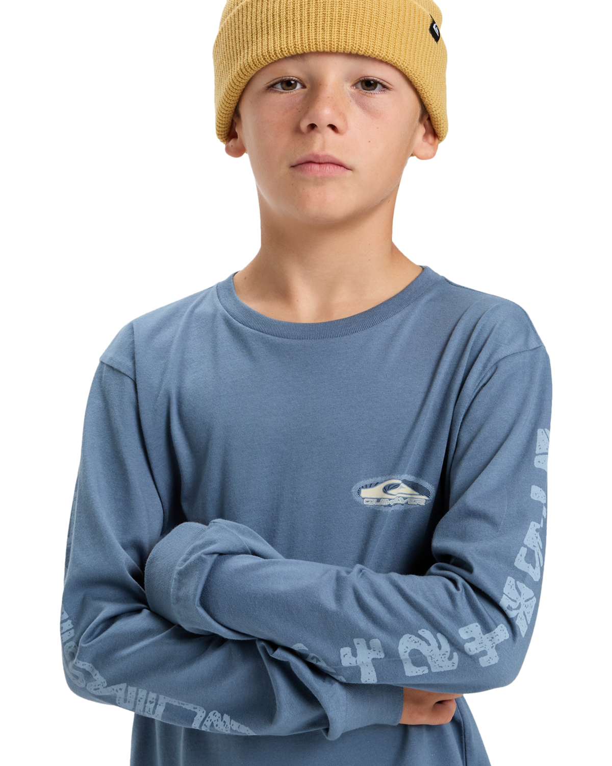 The Quiksilver Boys Boys EVO Border Lines Long Sleeve T-Shirt in China Blue