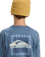 The Quiksilver Boys Boys EVO Border Lines Long Sleeve T-Shirt in China Blue