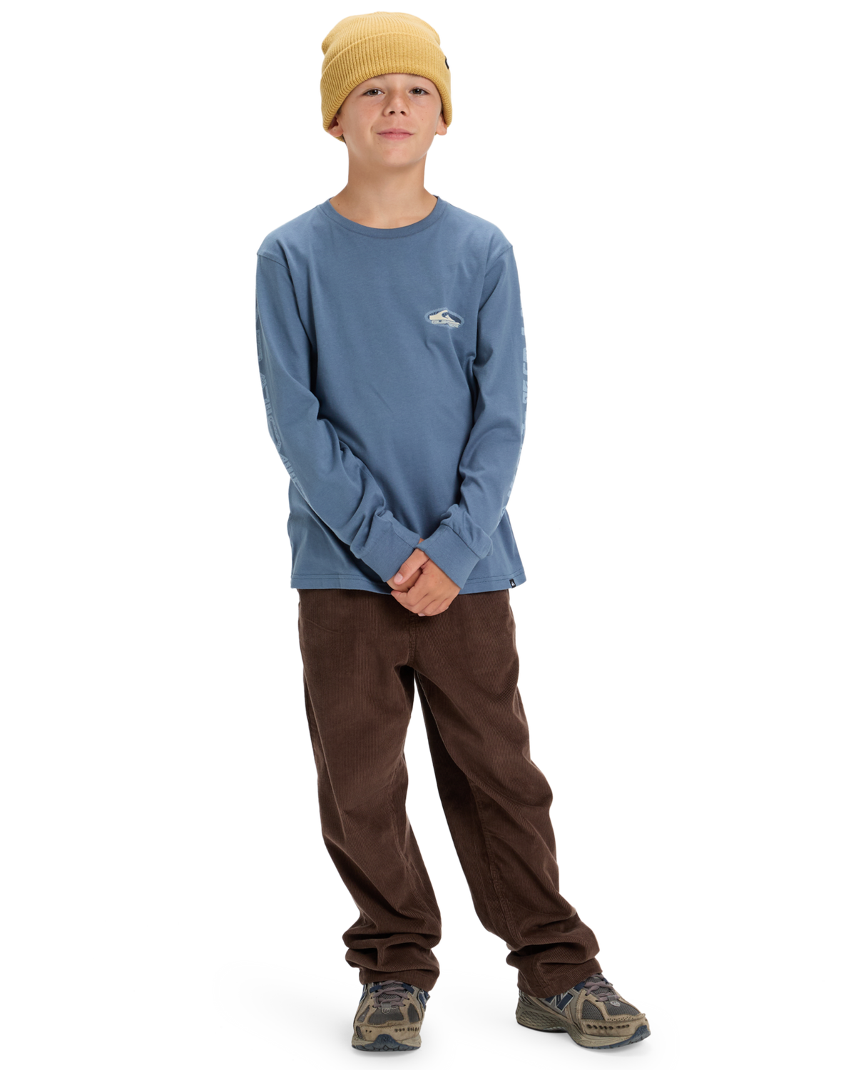 The Quiksilver Boys Boys EVO Border Lines Long Sleeve T-Shirt in China Blue