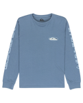 The Quiksilver Boys Boys EVO Border Lines Long Sleeve T-Shirt in China Blue