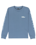 The Quiksilver Boys Boys EVO Border Lines Long Sleeve T-Shirt in China Blue