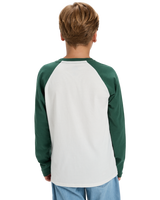 The Quiksilver Boys Boys Omni Logo Long Sleeve T-Shirt in Snow White