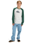 The Quiksilver Boys Boys Omni Logo Long Sleeve T-Shirt in Snow White