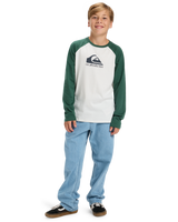 The Quiksilver Boys Boys Omni Logo Long Sleeve T-Shirt in Snow White