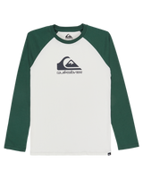 The Quiksilver Boys Boys Omni Logo Long Sleeve T-Shirt in Snow White