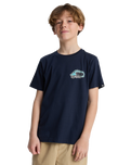 The Quiksilver Boys Boys Skeleton Ride T-Shirt in Dark Navy