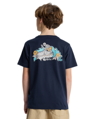 The Quiksilver Boys Boys Skeleton Ride T-Shirt in Dark Navy