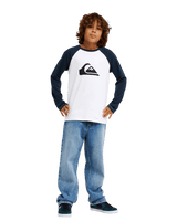 The Quiksilver Boys Boys Comp Raglan Long Sleeve T-Shirt in Dark Navy
