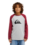 The Quiksilver Boys Boys Comp Raglan Long Sleeve T-Shirt in Oxblood Red