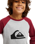 The Quiksilver Boys Boys Comp Raglan Long Sleeve T-Shirt in Oxblood Red