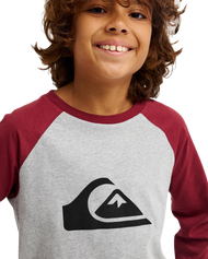 The Quiksilver Boys Boys Comp Raglan Long Sleeve T-Shirt in Oxblood Red