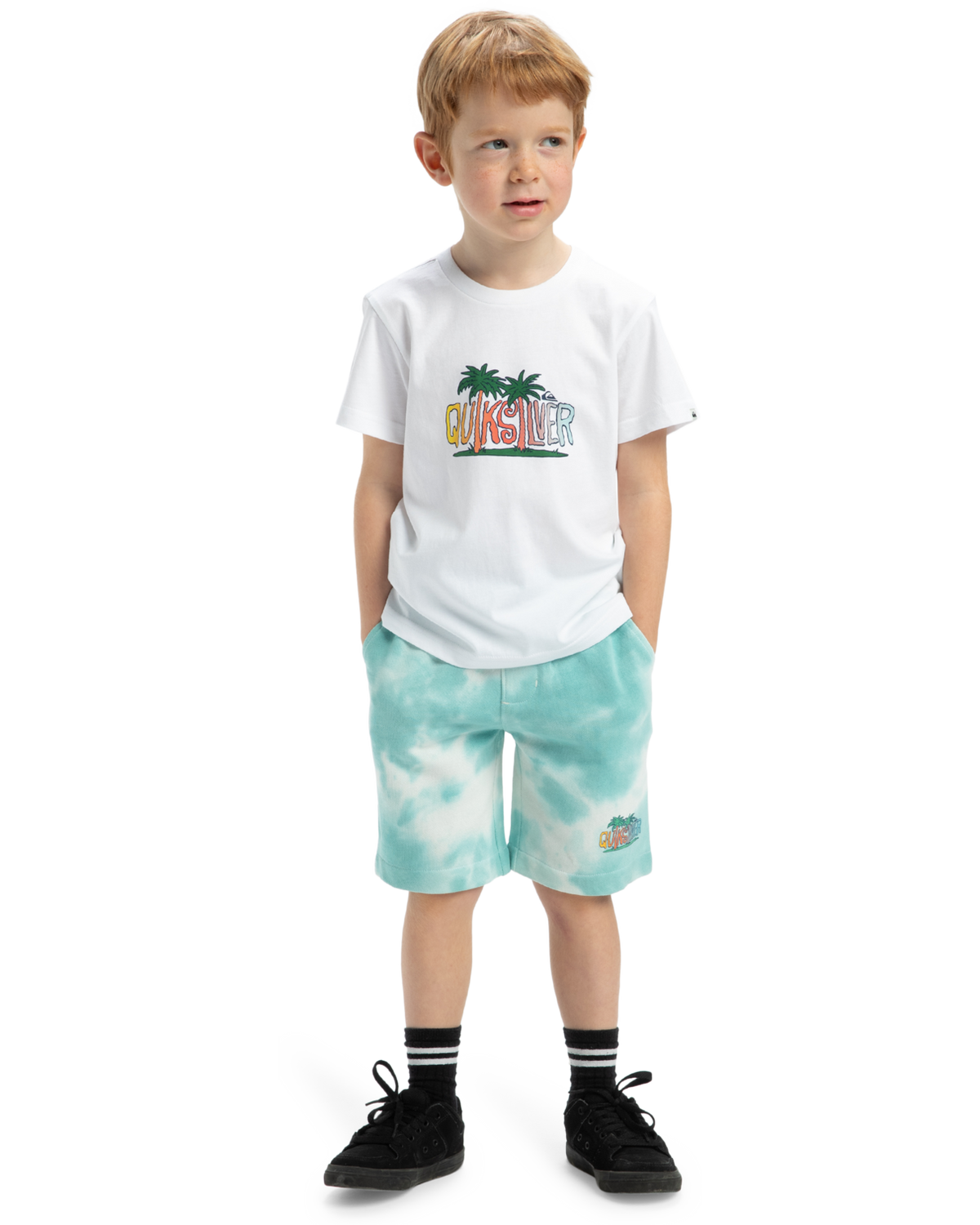 The Quiksilver Boys Boys Tie Dye Jogger Shorts in Marine Blue