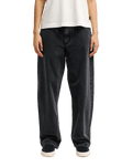 The Quiksilver Womens Wide Crop Denim Jeans in Black & Black Tint Brown