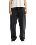 The Quiksilver Womens Wide Crop Denim Jeans in Black & Black Tint Brown