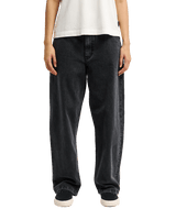 The Quiksilver Womens Wide Crop Denim Jeans in Black & Black Tint Brown