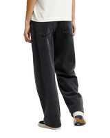 The Quiksilver Womens Wide Crop Denim Jeans in Black & Black Tint Brown