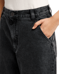 The Quiksilver Womens Wide Crop Denim Jeans in Black & Black Tint Brown
