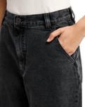 The Quiksilver Womens Wide Crop Denim Jeans in Black & Black Tint Brown