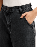 The Quiksilver Womens Wide Crop Denim Jeans in Black & Black Tint Brown