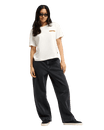 The Quiksilver Womens Wide Crop Denim Jeans in Black & Black Tint Brown