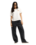The Quiksilver Womens Wide Crop Denim Jeans in Black & Black Tint Brown