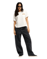 The Quiksilver Womens Wide Crop Denim Jeans in Black & Black Tint Brown