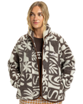 The Quiksilver  Womens Chalok Sherpa Fleece Jacket in Chocolate Brown Chalok Checker