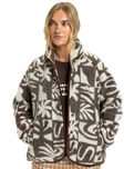 The Quiksilver  Womens Chalok Sherpa Fleece Jacket in Chocolate Brown Chalok Checker
