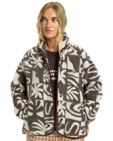 The Quiksilver  Womens Chalok Sherpa Fleece Jacket in Chocolate Brown Chalok Checker