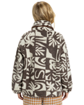 The Quiksilver  Womens Chalok Sherpa Fleece Jacket in Chocolate Brown Chalok Checker