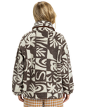 The Quiksilver  Womens Chalok Sherpa Fleece Jacket in Chocolate Brown Chalok Checker