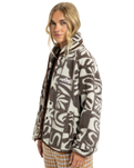 The Quiksilver  Womens Chalok Sherpa Fleece Jacket in Chocolate Brown Chalok Checker