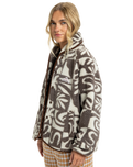 The Quiksilver  Womens Chalok Sherpa Fleece Jacket in Chocolate Brown Chalok Checker