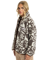 The Quiksilver  Womens Chalok Sherpa Fleece Jacket in Chocolate Brown Chalok Checker