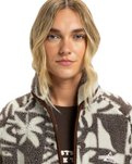 The Quiksilver  Womens Chalok Sherpa Fleece Jacket in Chocolate Brown Chalok Checker