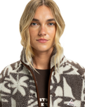 The Quiksilver  Womens Chalok Sherpa Fleece Jacket in Chocolate Brown Chalok Checker
