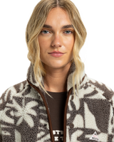 The Quiksilver  Womens Chalok Sherpa Fleece Jacket in Chocolate Brown Chalok Checker