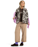 The Quiksilver  Womens Chalok Sherpa Fleece Jacket in Chocolate Brown Chalok Checker