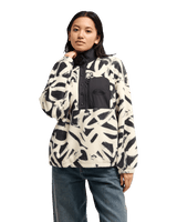 The Quiksilver Womens Renek 1/2 Zip Polar Fleece Jacket in Bone White Spray Can Renek