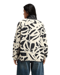 The Quiksilver Womens Renek 1/2 Zip Polar Fleece Jacket in Bone White Spray Can Renek