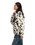 The Quiksilver Womens Renek 1/2 Zip Polar Fleece Jacket in Bone White Spray Can Renek