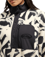 The Quiksilver Womens Renek 1/2 Zip Polar Fleece Jacket in Bone White Spray Can Renek