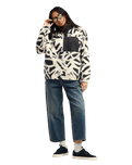 The Quiksilver Womens Renek 1/2 Zip Polar Fleece Jacket in Bone White Spray Can Renek